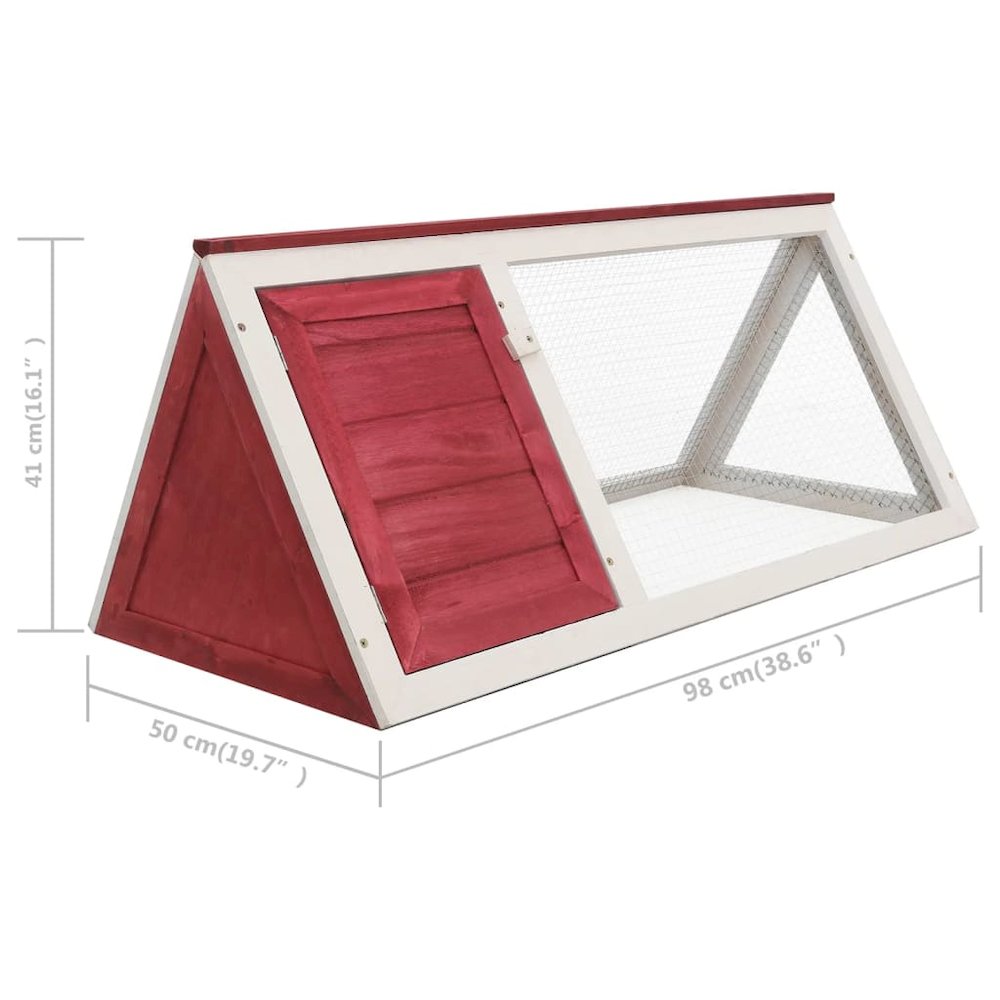 Animal Cage Red And White Fir Wood, Plywood, Iron