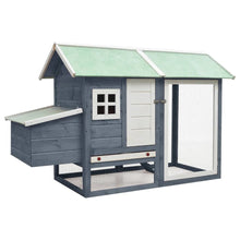 Rabbit Hutch Grey, Green Solid Pine Wood, Fir Wood, Iron Wire Mesh