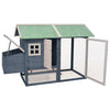 Rabbit Hutch Grey, Green Solid Pine Wood, Fir Wood, Iron Wire Mesh