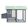 Rabbit Hutch Grey, Green Solid Pine Wood, Fir Wood, Iron Wire Mesh