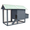 Rabbit Hutch Grey, Green Solid Pine Wood, Fir Wood, Iron Wire Mesh