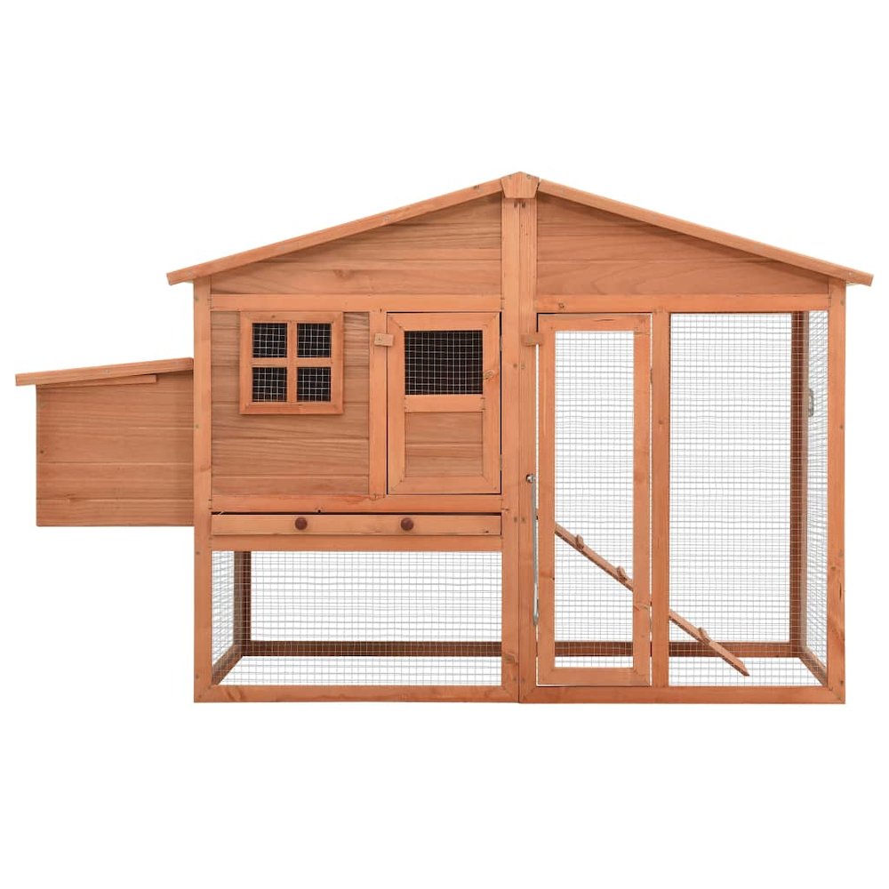 Chicken Coop Natural Wood Solid Fir Wood, Plywood, Galvanized Steel