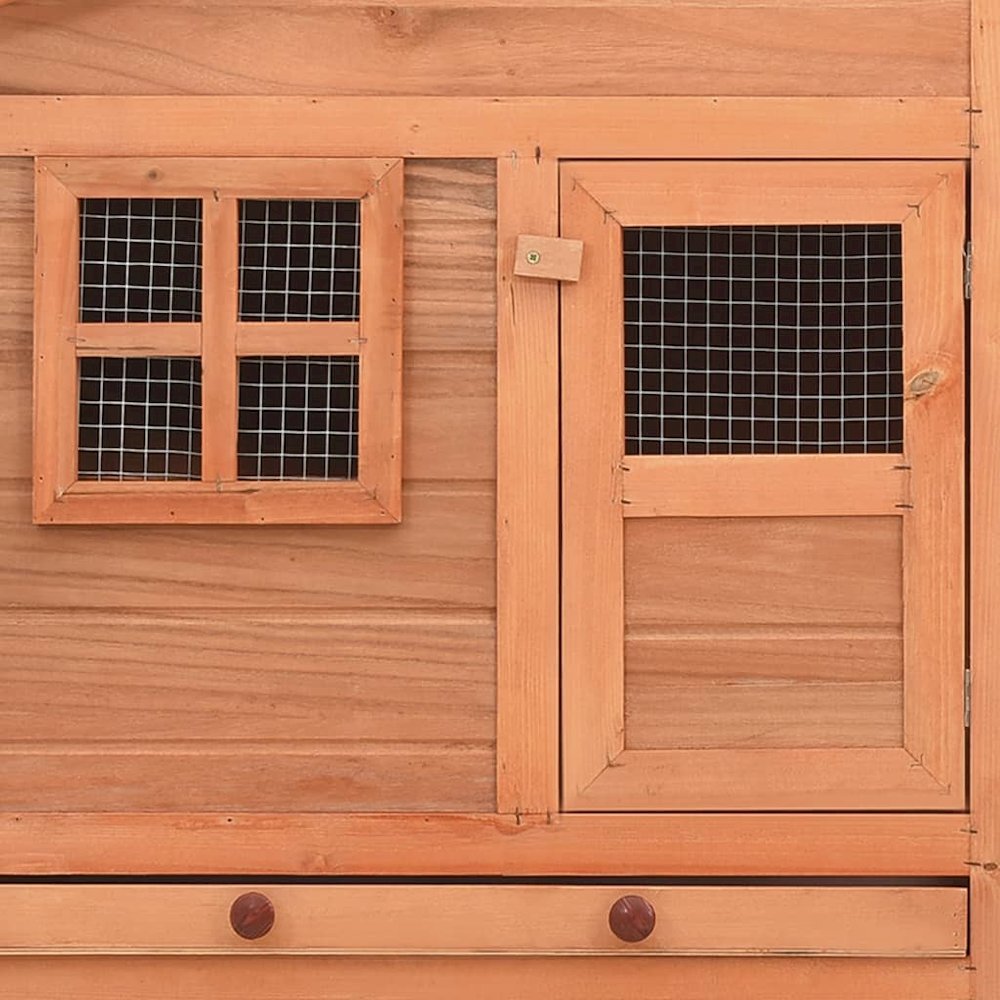 Chicken Coop Natural Wood Solid Fir Wood, Plywood, Galvanized Steel