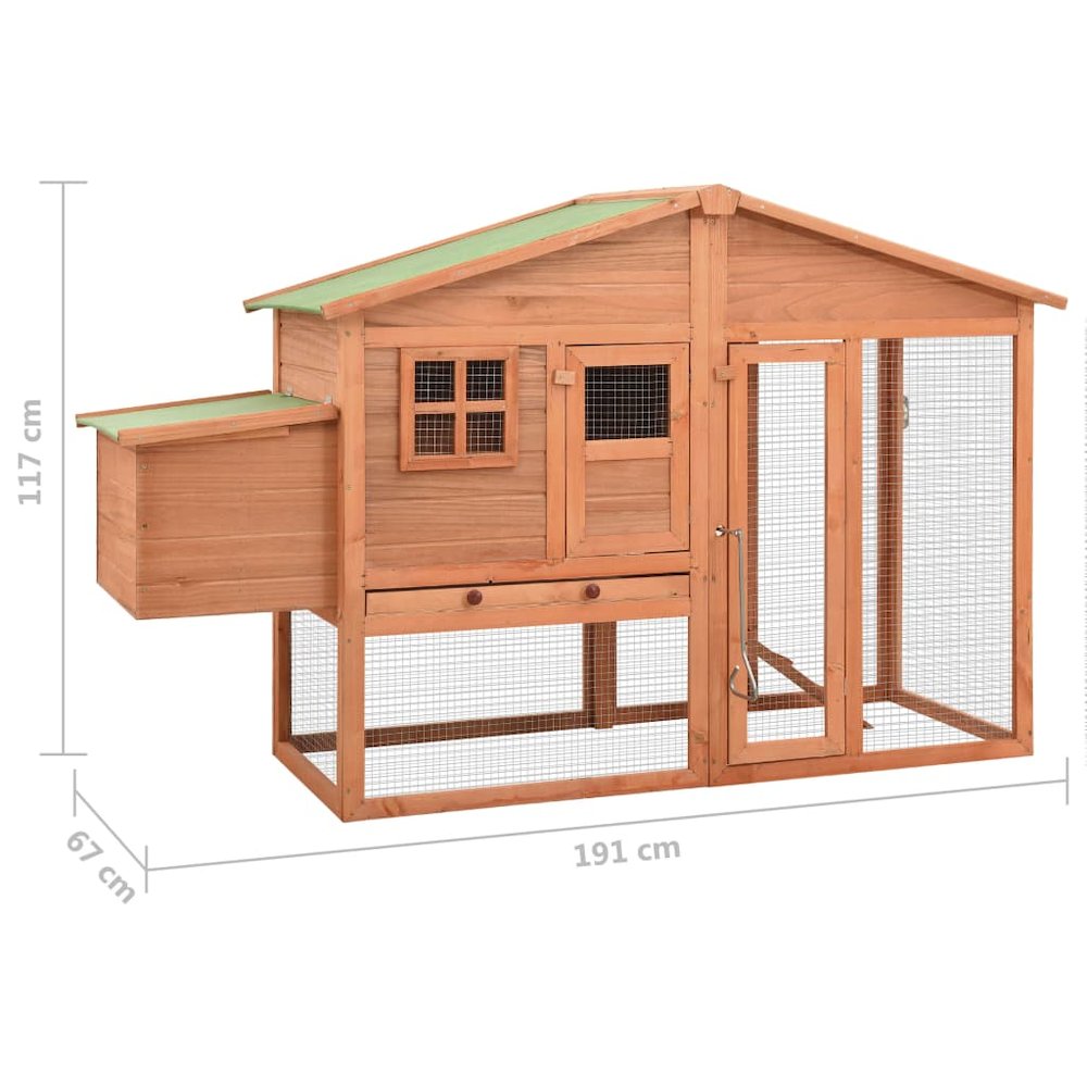 Chicken Coop Natural Wood Solid Fir Wood, Plywood, Galvanized Steel
