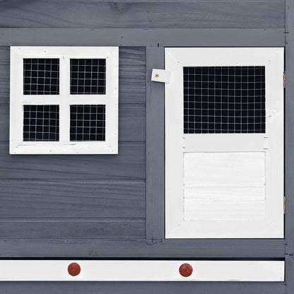 Chicken Coop Grey And White Solid Fir Wood, Plywood, Galvanized Steel
