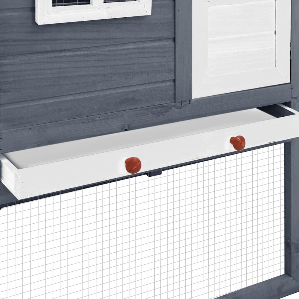Chicken Coop Grey And White Solid Fir Wood, Plywood, Galvanized Steel