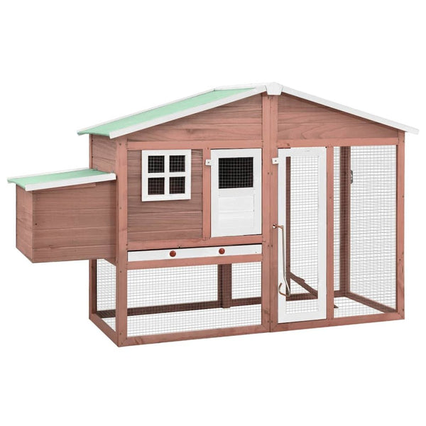 Chicken Coop Mocha And White Solid Fir Wood Large Pull-Out