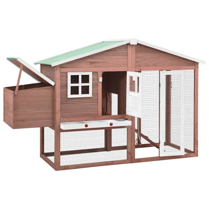 Chicken Coop Mocha And White Solid Fir Wood Large Pull-Out