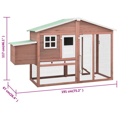 Chicken Coop Mocha And White Solid Fir Wood Large Pull-Out