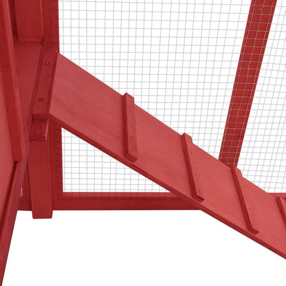 Chicken Coop Red And White Solid Fir Wood, Plywood, Galvanized Steel