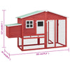 Chicken Coop Red And White Solid Fir Wood, Plywood, Galvanized Steel