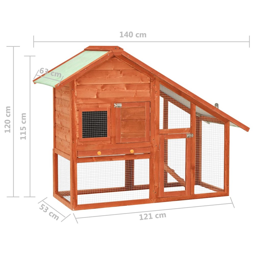 Rabbit Hutch Brown Solid Firwood, Plywood, Steel Wire, Polyester