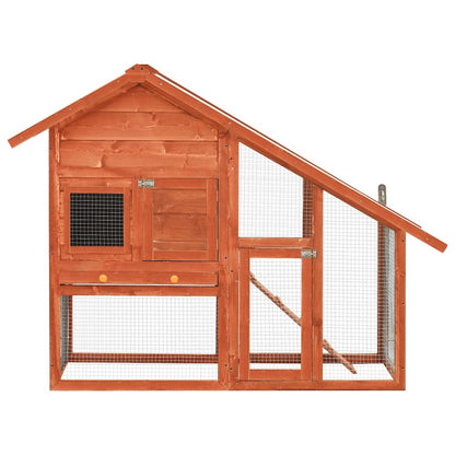 Rabbit Hutch Brown Solid Firwood, Plywood, Steel Wire, Polyester