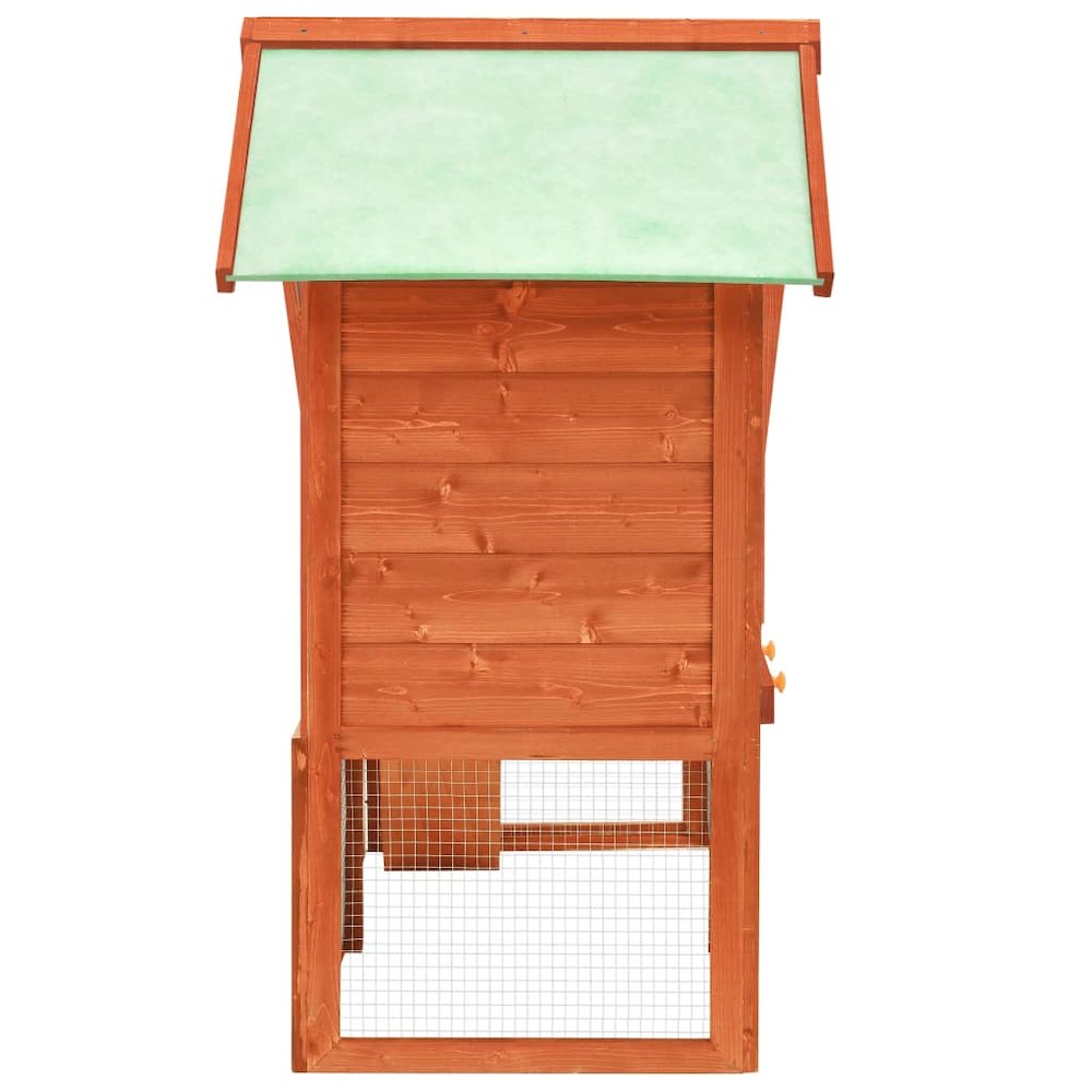 Rabbit Hutch Brown Solid Firwood, Plywood, Steel Wire, Polyester
