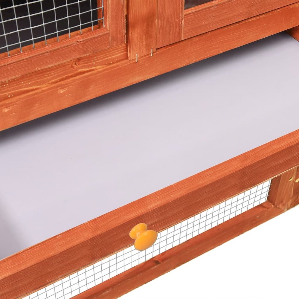 Rabbit Hutch Brown Solid Firwood, Plywood, Steel Wire, Polyester