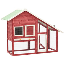 Rabbit Hutch Red And White Solid Firwood, Plywood, Steel Wire Large