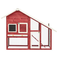 Rabbit Hutch Red And White Solid Firwood, Plywood, Steel Wire Large