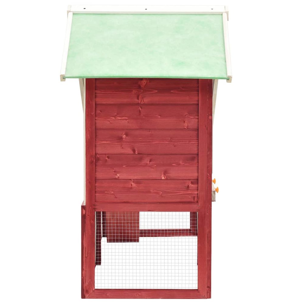 Rabbit Hutch Red And White Solid Firwood, Plywood, Steel Wire Large
