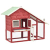 Rabbit Hutch Red And White Solid Firwood, Plywood, Steel Wire Large