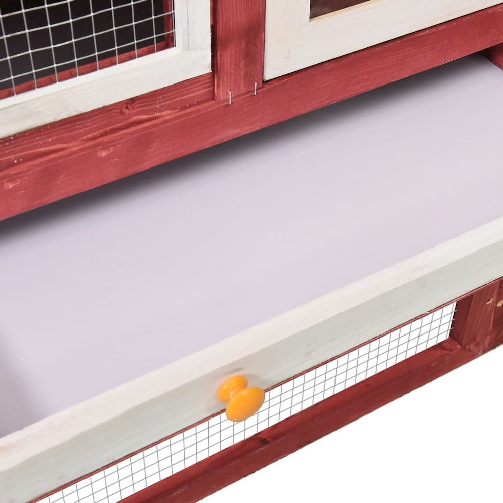Rabbit Hutch Red And White Solid Firwood, Plywood, Steel Wire Large