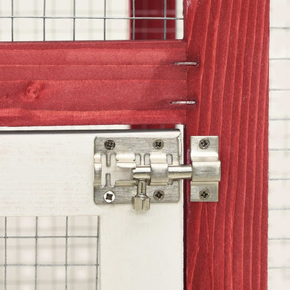 Rabbit Hutch Red And White Solid Firwood, Plywood, Steel Wire Large