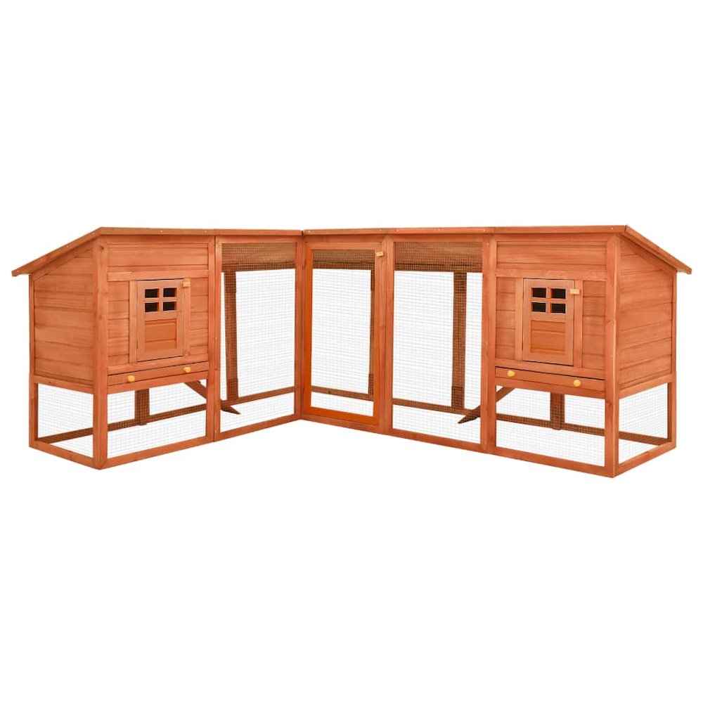 Rabbit Hutch Brown Solid Fir Wood, Plywood, Galvanized Steel