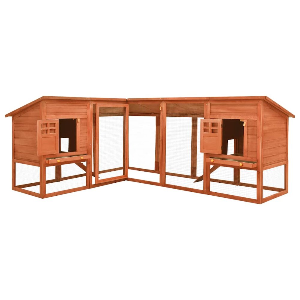 Rabbit Hutch Brown Solid Fir Wood, Plywood, Galvanized Steel