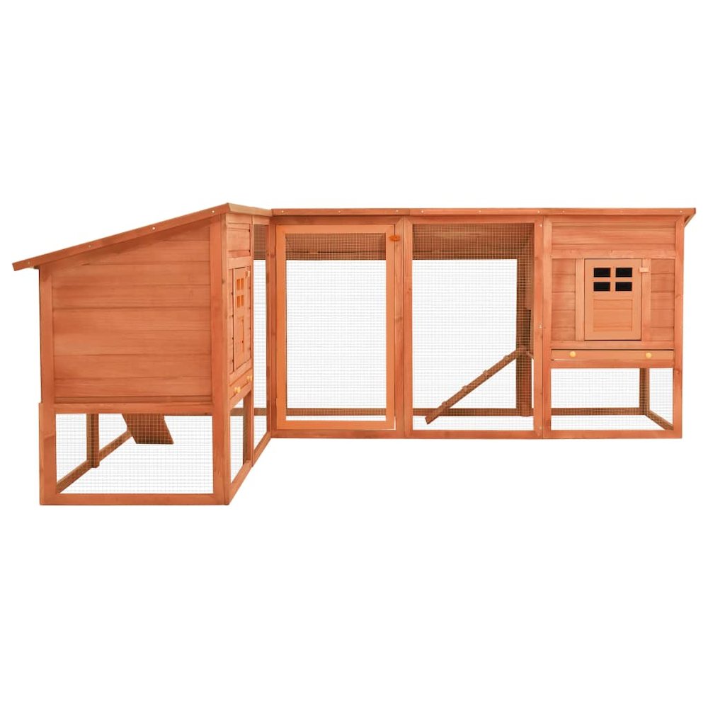 Rabbit Hutch Brown Solid Fir Wood, Plywood, Galvanized Steel