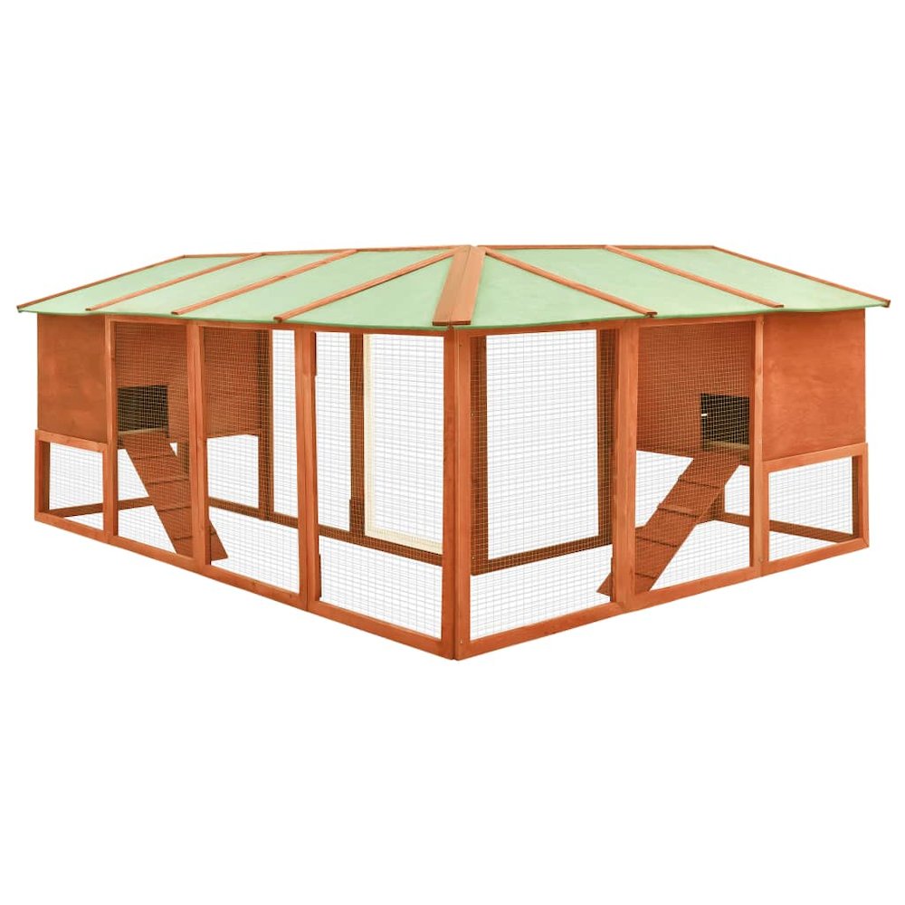 Rabbit Hutch Brown Solid Fir Wood, Plywood, Galvanized Steel