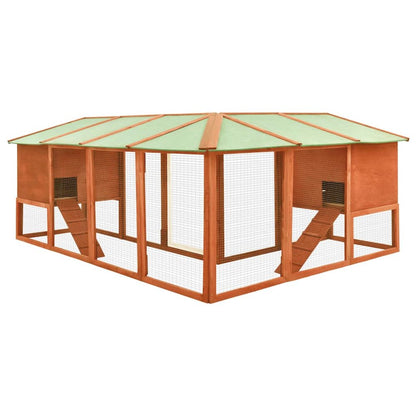 Rabbit Hutch Brown Solid Fir Wood, Plywood, Galvanized Steel