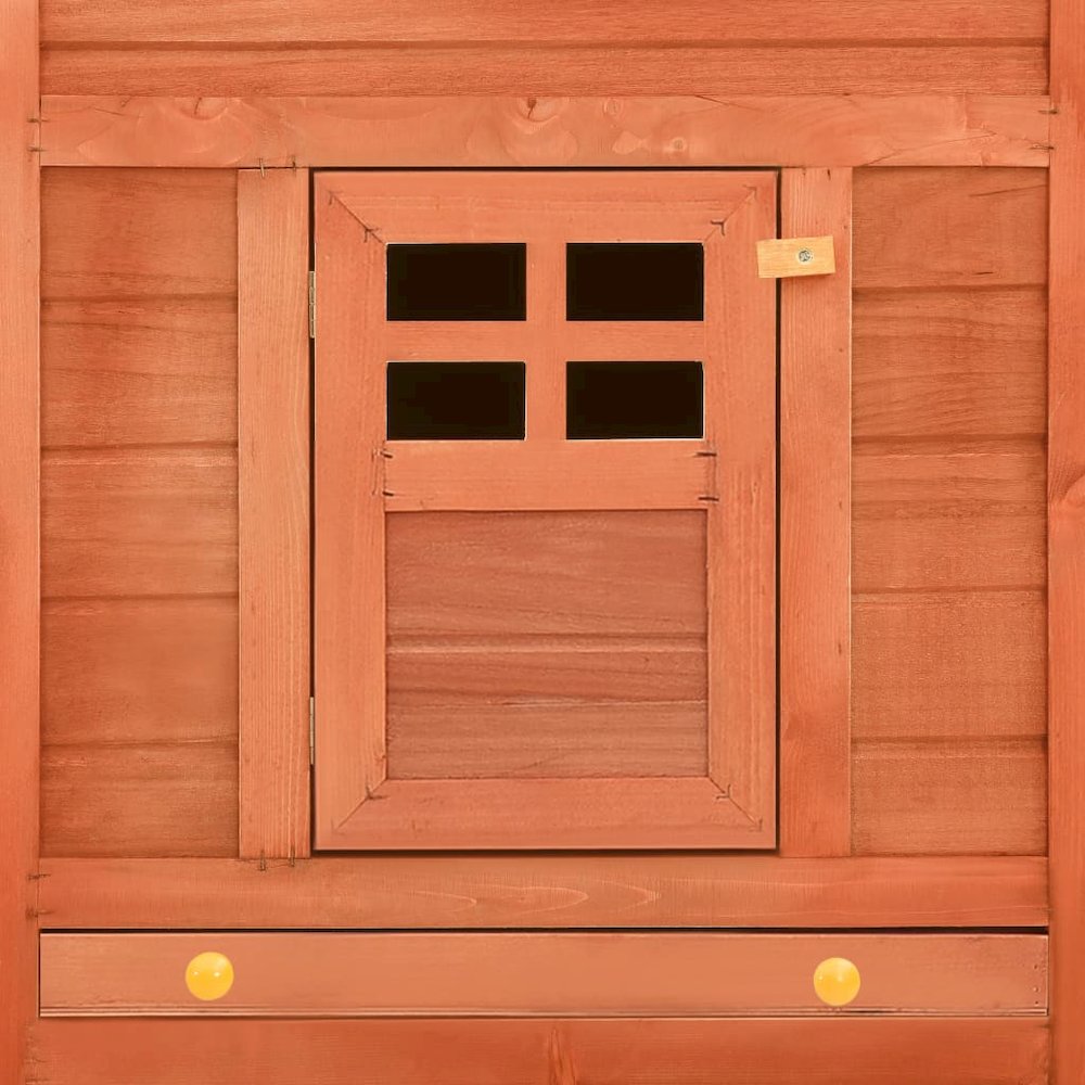 Rabbit Hutch Brown Solid Fir Wood, Plywood, Galvanized Steel