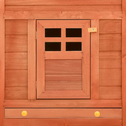 Rabbit Hutch Brown Solid Fir Wood, Plywood, Galvanized Steel