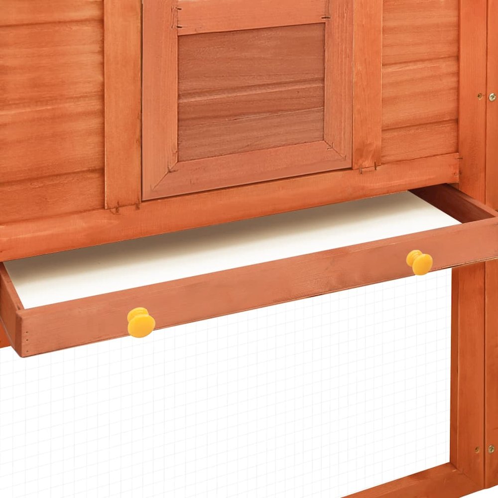 Rabbit Hutch Brown Solid Fir Wood, Plywood, Galvanized Steel