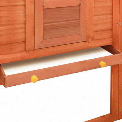 Rabbit Hutch Brown Solid Fir Wood, Plywood, Galvanized Steel