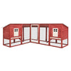 Rabbit Hutch Red And White Solid Fir Wood, Plywood, Galvanized Steel