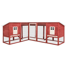 Rabbit Hutch Red And White Solid Fir Wood, Plywood, Galvanized Steel