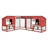 Rabbit Hutch Red And White Solid Fir Wood, Plywood, Galvanized Steel