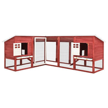 Rabbit Hutch Red And White Solid Fir Wood, Plywood, Galvanized Steel
