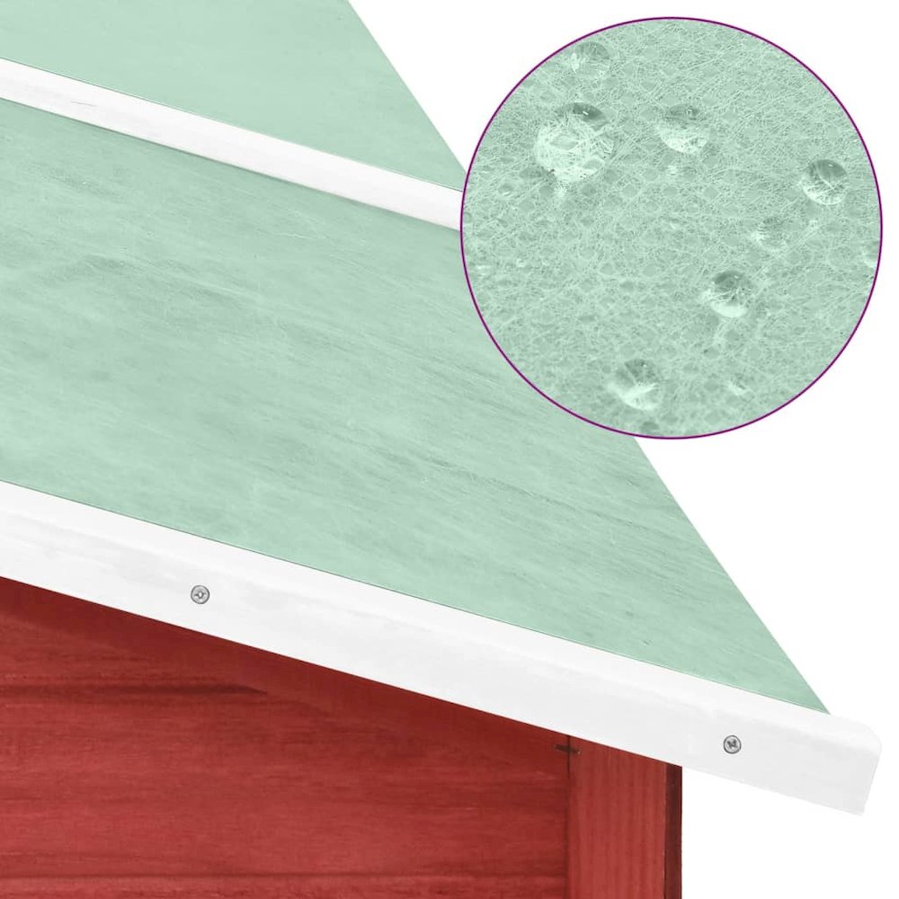 Rabbit Hutch Red And White Solid Fir Wood, Plywood, Galvanized Steel
