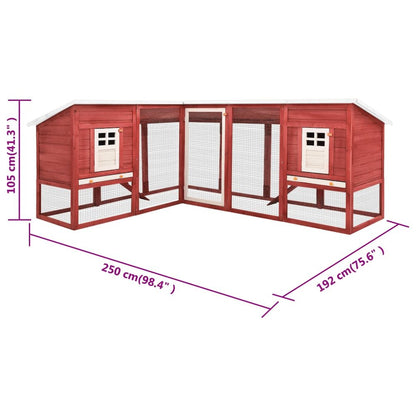 Rabbit Hutch Red And White Solid Fir Wood, Plywood, Galvanized Steel