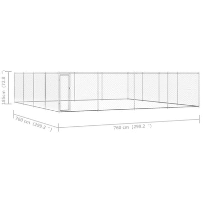 Dog Kennel Silver Galvanized Steel Extra Large Rugged