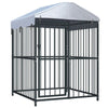 Dog Kennel Black Steel, Fabric (100% Polyethylene)