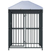 Dog Kennel Black Steel, Fabric (100% Polyethylene)