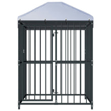 Dog Kennel Black Steel, Fabric (100% Polyethylene)