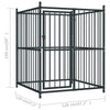 Dog Kennel Black Steel, Fabric (100% Polyethylene)