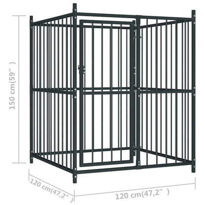 Dog Kennel Black Steel, Fabric (100% Polyethylene)