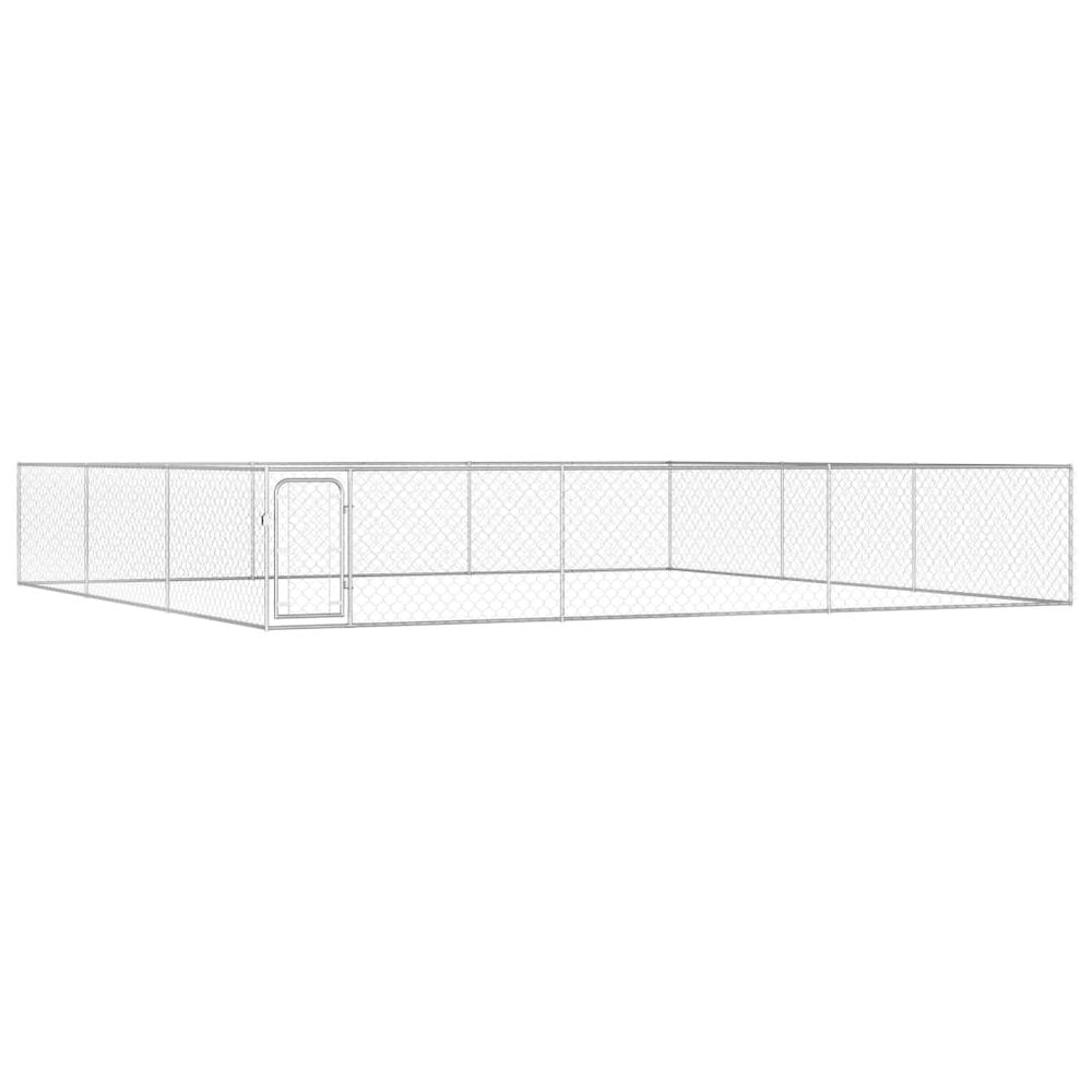 Dog Kennel Silver Galvanized Steel Extra Large Tough