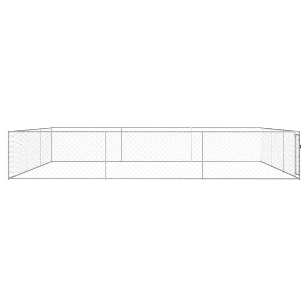 Dog Kennel Silver Galvanized Steel Extra Large Tough