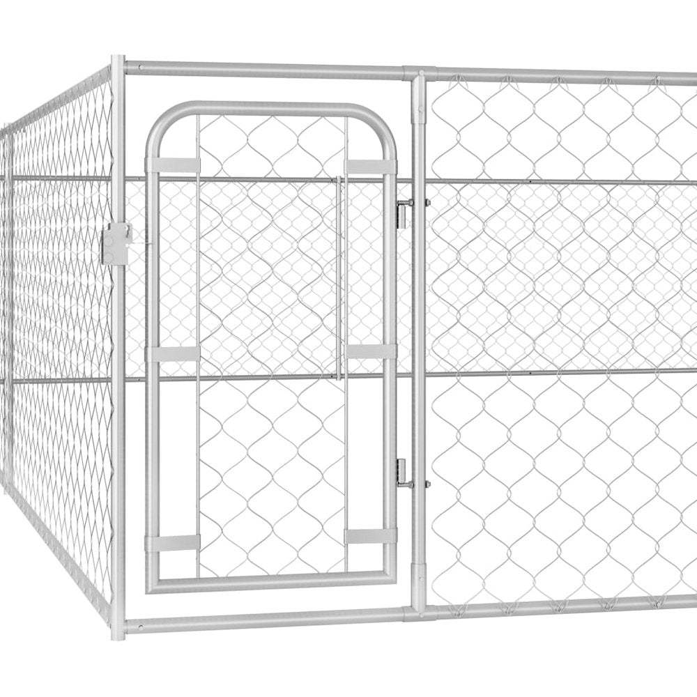Dog Kennel Silver Galvanized Steel Extra Large Tough
