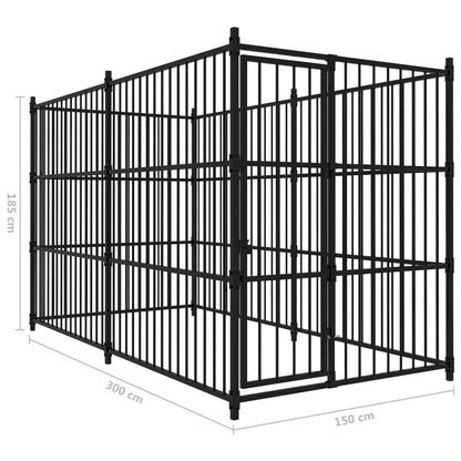 Dog Kennel Black Steel Large Durable Dog Kennel Rectangular